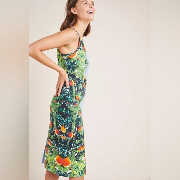 Maeve Anthropologie Blue Sheath Midi Dress Spaghetti Strap size 8 - Picture 10 of 10